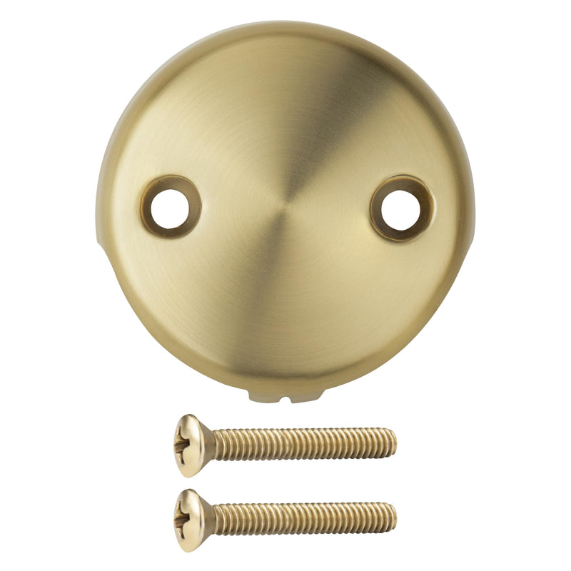 Universal Bathtub Overflow Drain Face Plate 2 Hole Tub Overflow Drain Plate Matching Screws(Brushed Brass) Brushed Brass