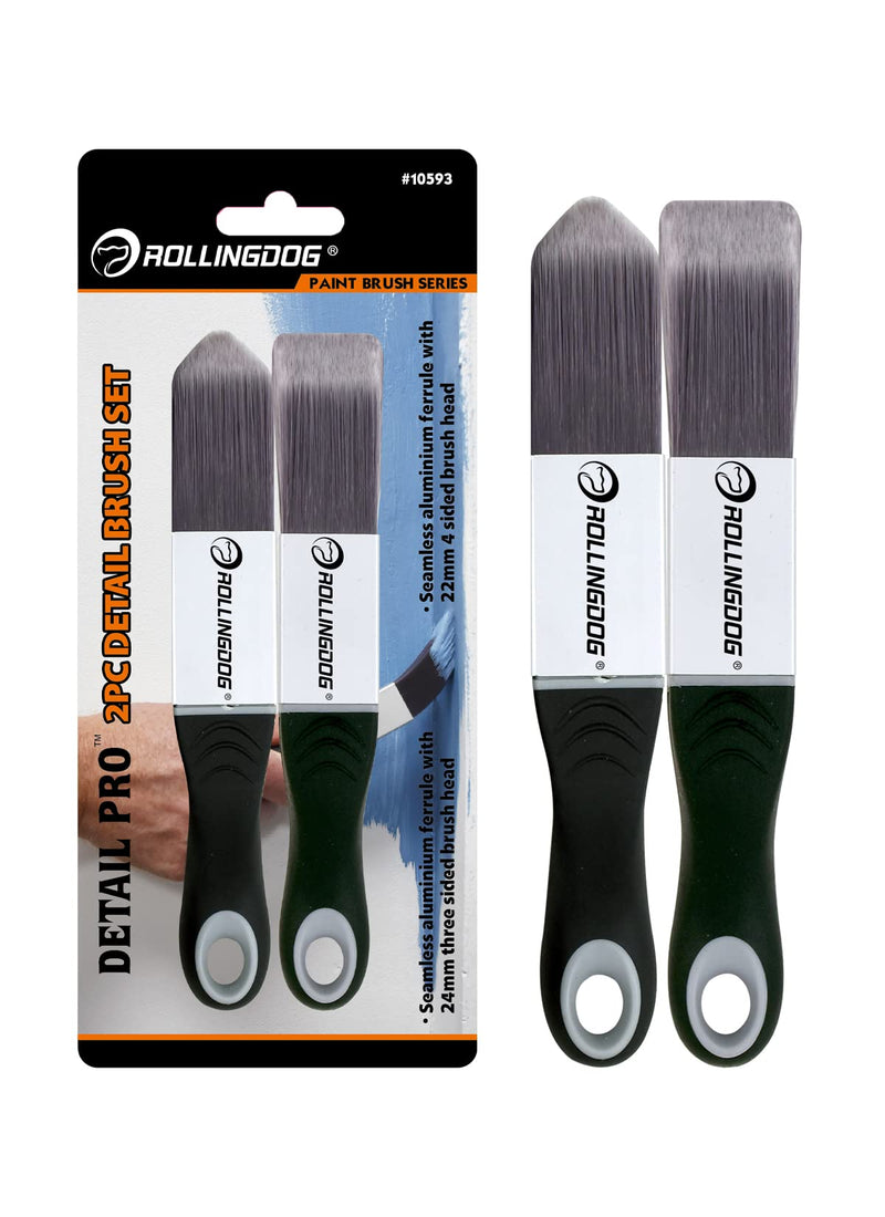 ROLLINGDOG Paint Brush for Trim - Edging Paint Brush 2PC, 1PC Triangular Brush and 1PC Square Trim Brush, Cut in, Edger, Corner, Sash Painting 2pc Detail Brush Set