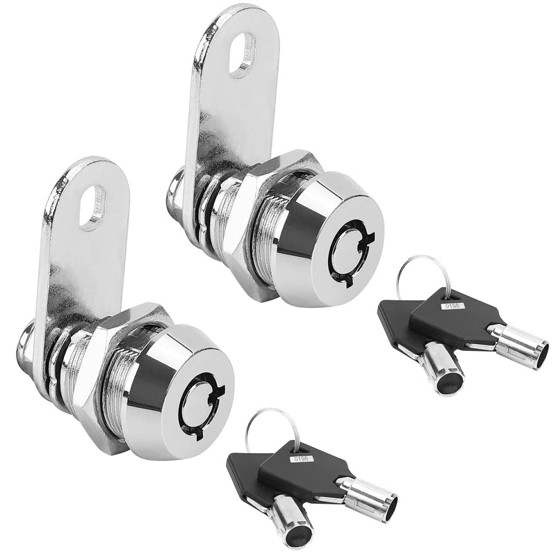 2 Pack Tubular Cam Locks, Cabinet Locks with 7/8'' Cylinder, Atom Lock for Arcade Machine, Gumball Machine, Cash Door, Tool Box, Chrome Finish and Keyed Alike (7/8 Inch 90°) 7/8 Inch 90°