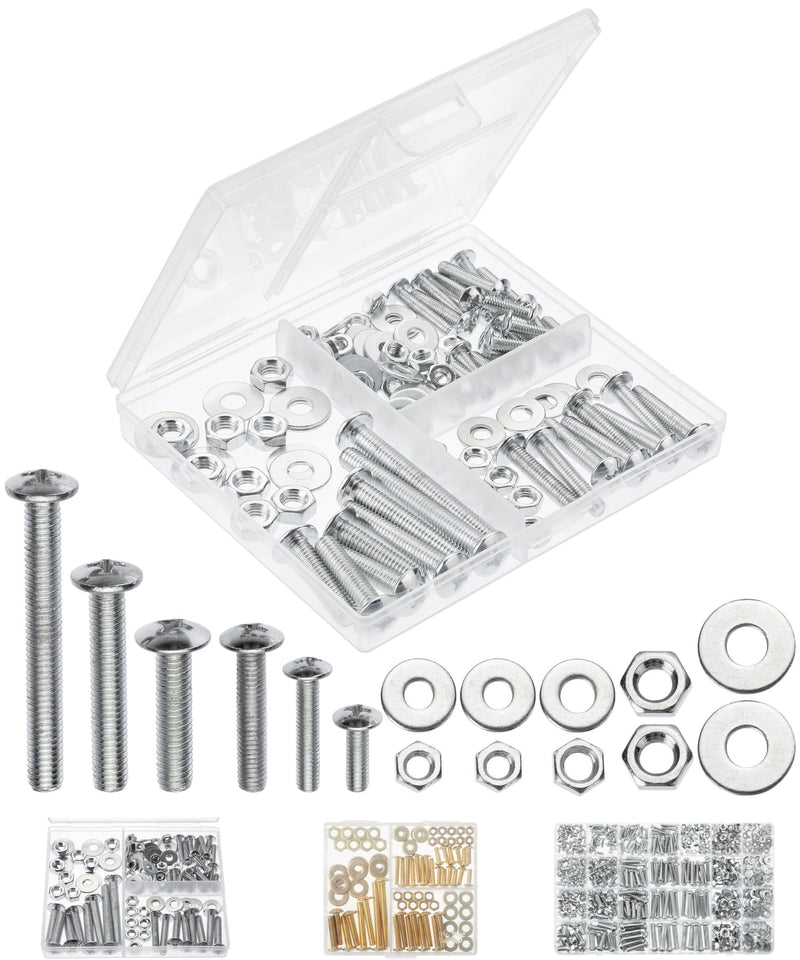 Mr. Pen- Bolts, Nuts, and Washer Assortment Kit, 113 pcs, Nuts and Bolts Assortment Kit, Assorted Nuts and Bolts, Nut Bolt and Washer Assortment, Bolt and Nut Assortment Silver