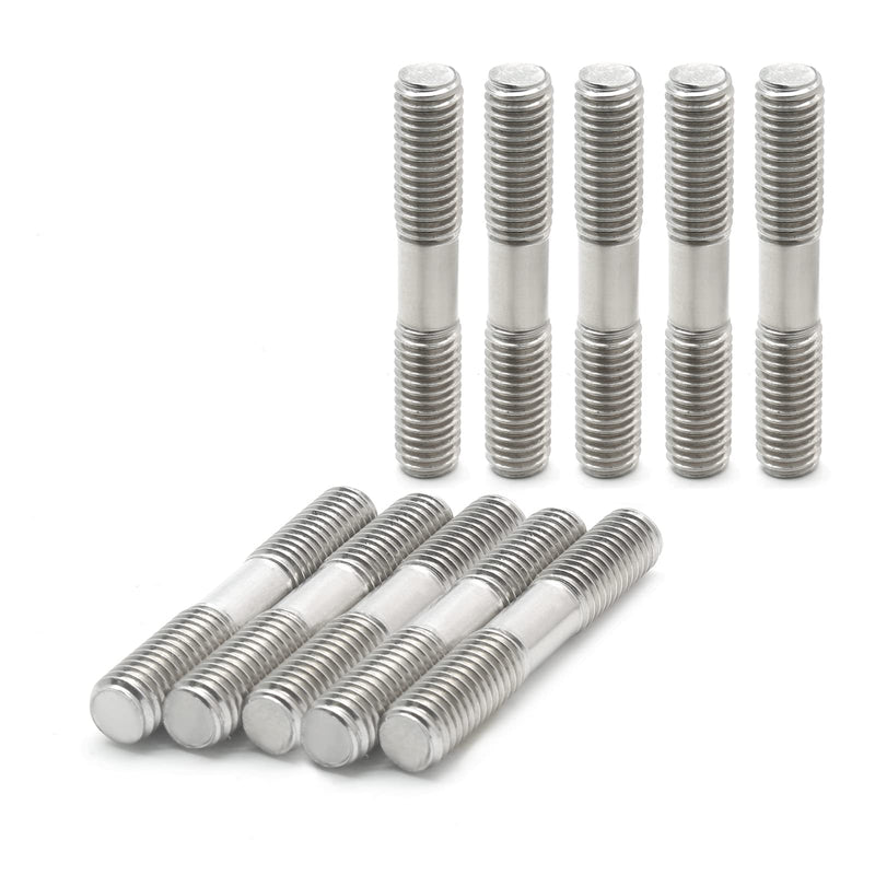 10PCS M8 x 50mm Double End Threaded Stud, Stainless Steel, 50mm Length