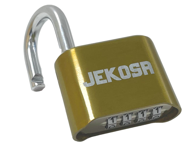 Jekosa® JKC/50 [Weatherpoof] Heavy Duty Combination Lock Outdoor - Lock with 4 Digit Code [No Key] - Ideal for Gate, Shed, Fence Normal Shackle Gold