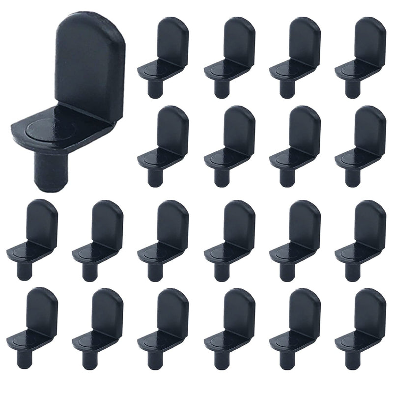 Shelf pins, 40pcs L-Shaped Clips 1/4 Inch Shelf Support Pegs for Glass Supports, with Rubber Sleeve Black 40
