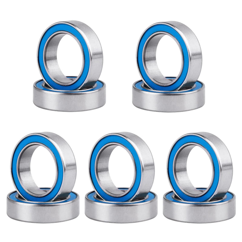 RC Ball Bearings 10-Pack Bearing Steel and Double Rubber Sealed Miniature Deep Groove Ball Bearings (10x15x4mm) 10x15x4mm