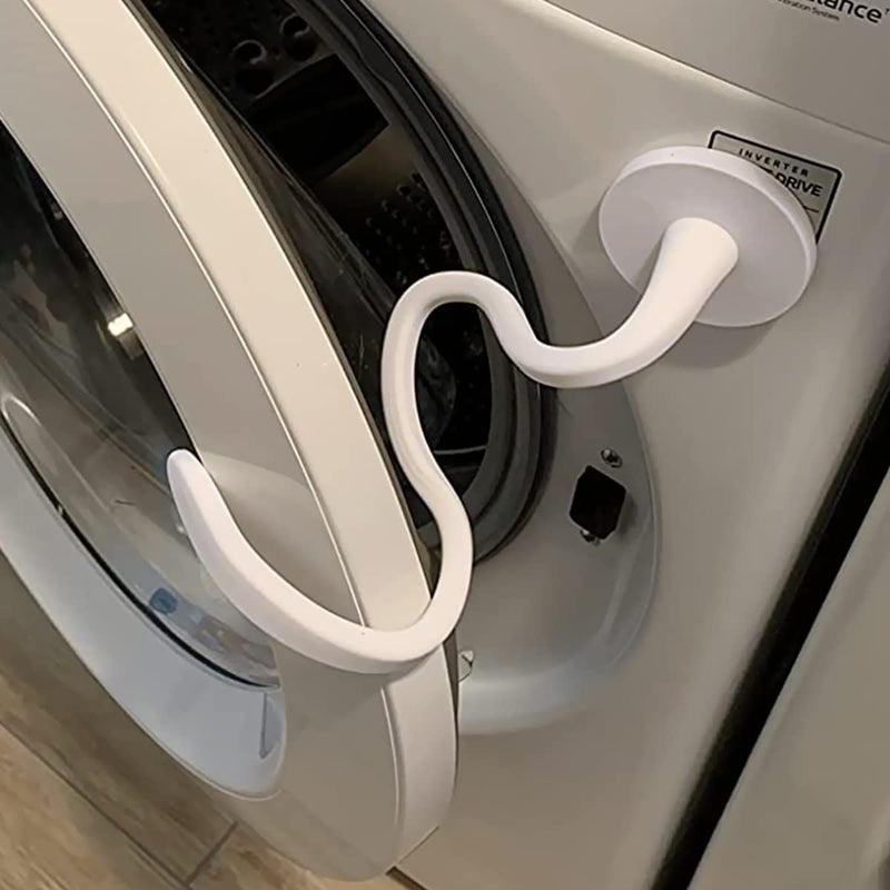 Front Load Washer Door Prop and Stopper - Magnetic Washing Machine Door Holder with 2.6-Inch Magnet Base, Removable Washer Door Stopper Keep Washer Door Open to Prevent Odors (White) White