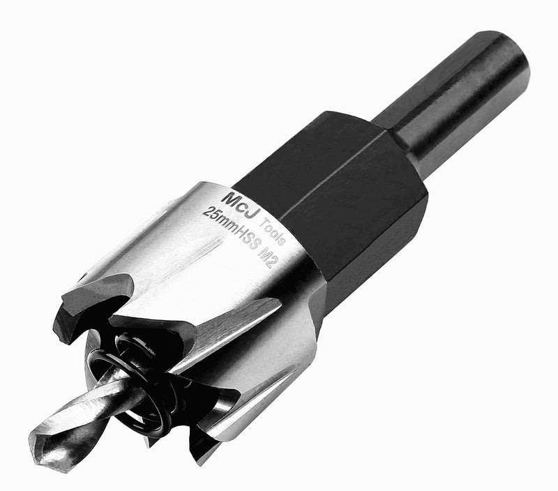 McJ Tools 25mm HSS M2 Drill Bit Hole Saw for Metal, Steel, Iron, Alloy, Ideal for Electricians, Plumbers, DIYs, Metal Professionals