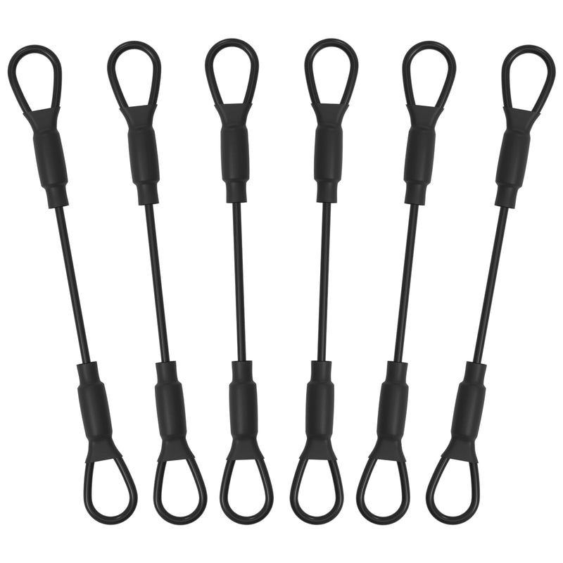 SDTC Tech 6-Pack 5.9" Stainless Steel Wire Rope with Rubber Coated and Loops 3mm Diameter Braided Steel Safety Lanyard Cable Strap for Chain Lock 130lb Tensile Force 5.9 inch length