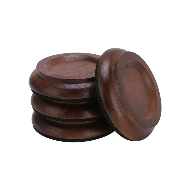Grand Piano Caster Cups, 4 Pcs Piano Caster Pads Walnut Piano Wheels Feet Non-Slip & Anti-Noise Foam Floor Protectors Piano Casters Pad Wood Piano Caster Cups Floor Protectors for Upright Piano