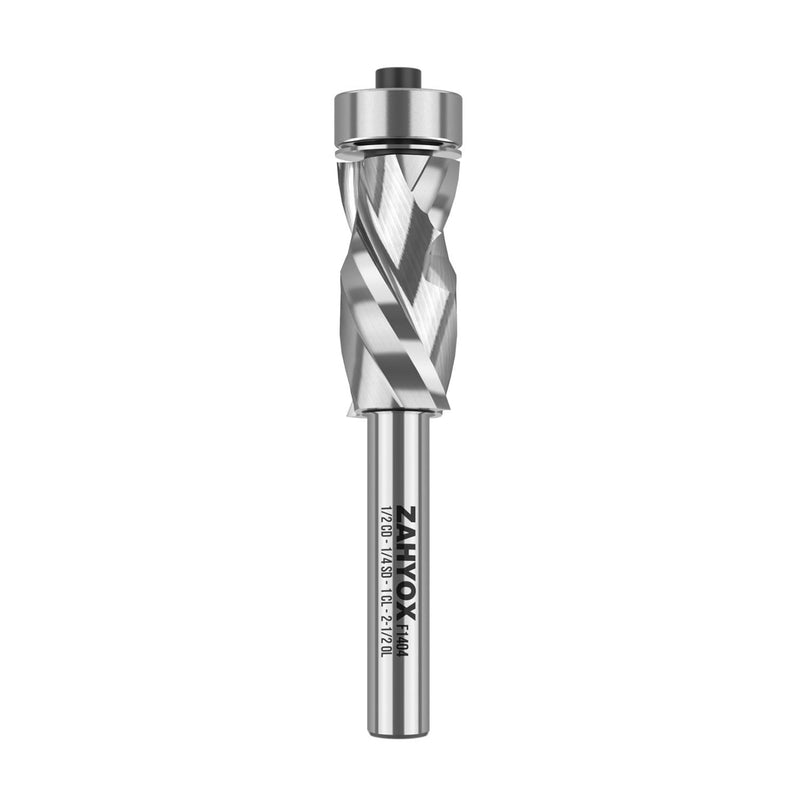 ZahyoX Monster Compression Flush Trim Router Bit with Bottom Bearing, 1/2" Cutting Dia, 1/4" Shank, 1" Cutting Length, 2-5/8" Overall Length