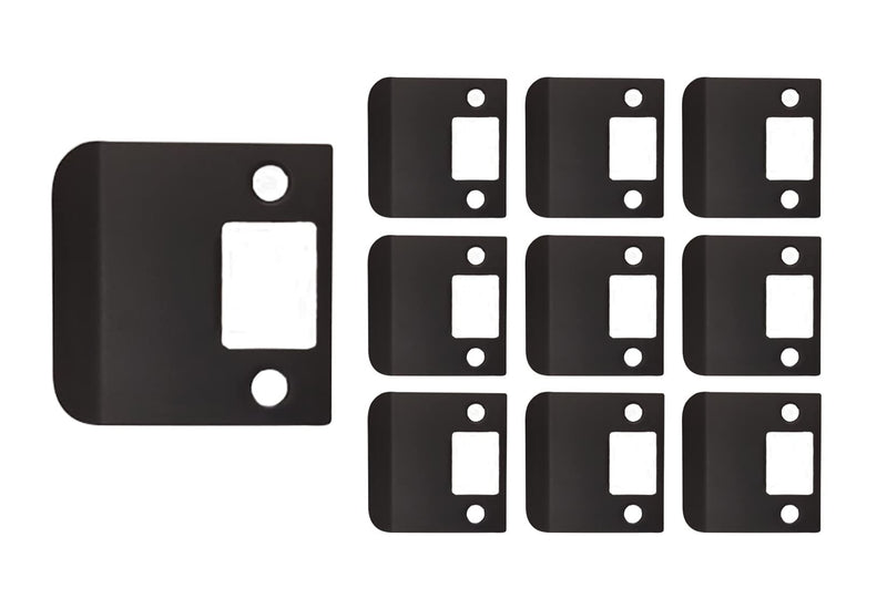 QCAA Solid Brass Extended Lip Strike, 2-1/4''X2-1/4, Oil-Rubbed Bronze, 10 Pack, Made in Taiwan