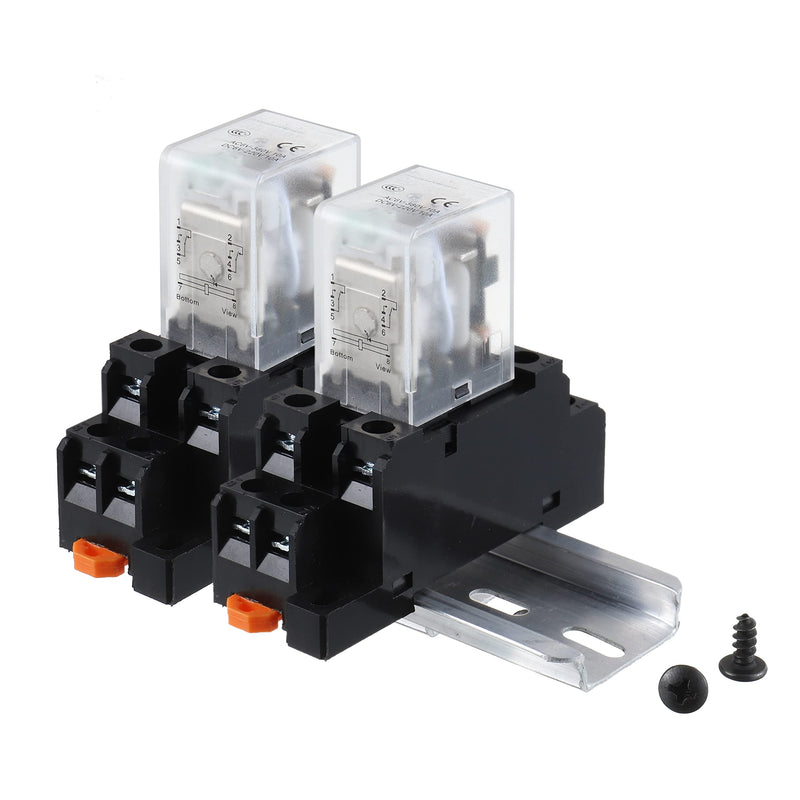 DC 12V Electromagnetic Power Relay JQX-13FL 62PL Coil 8 Pin 10A DPDT LED Indicator with Plug-in Terminal Socket and DIN Slotted Aluminum Rail 8Pin-10A-DC12V