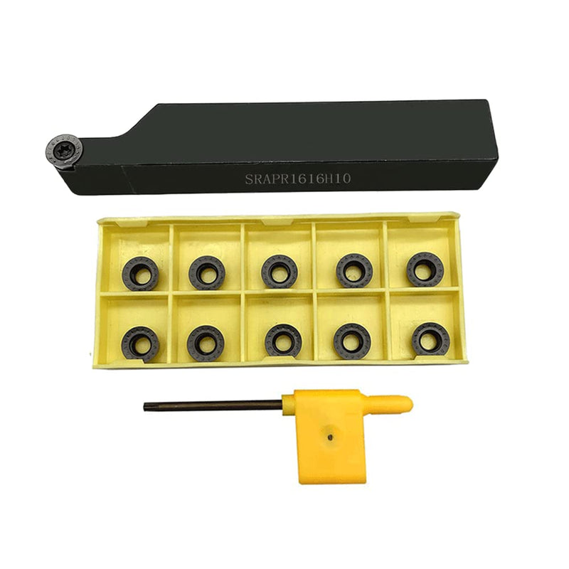 GBJ 5/8" 16mm SRAPR1616H10 45° Lathe Turning Holders with 10PCS RPMT10T3 Round Turning Inserts Used for Processing cast Iron/nodular cast Iron/Stainless Steel (SRAPR1616H10+RPMT10 Inserts) SRAPR1616H10+R5