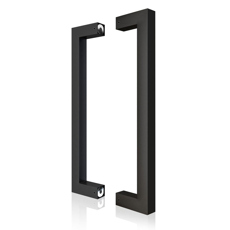JUBEST 12" Matte Black Push Pull Bar Handle, Sliding Barn Door Handles, Heavy Duty Double Sided Door Handle for Barn Doors, Garage, Easy to Install