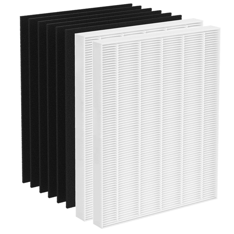 2 Pack Replacement Filter for Fellowes AeraMax 190/200/DB55/DX55 Purifier, Fits Part# 9287101 & 9324101, 2 Filter and 6 Carbon Filter