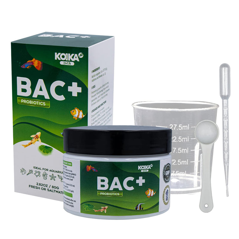 KOIKA BAC+ Aquarium Probiotics Powder, Improves Water Conditions for Fish and Shrimp, Supports Clean Water and Tank Balance, for Aquatic Use Only (BAC+(Powder), 2.82 oz) BAC+(Powder) 105ml