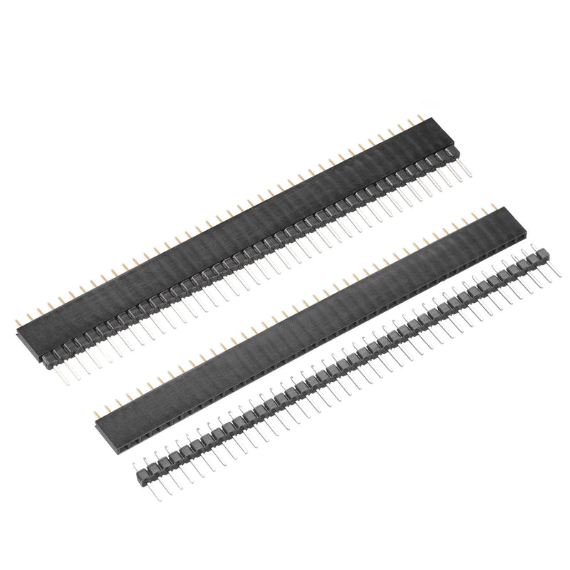 uxcell 10 Pair Male and Female Pin Header,40 Pin 2.54mm Straight Single Row Breakable Header Connector PCB Pin Strip