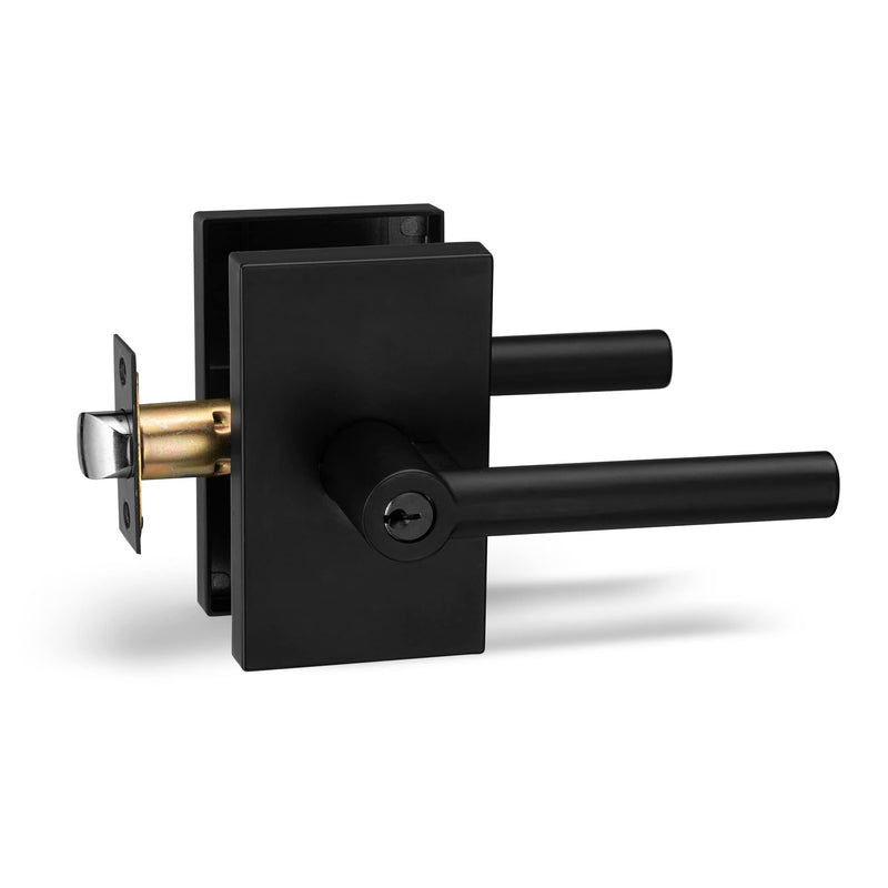 Berlin Modisch Entry Lever Door Handle Lock and Key Designer Series Locking Lever Set [for Front Door or Office] Reversible for Right & Left Sided Doors Heavy Duty – Iron Black Finish Entry [lock with keys]