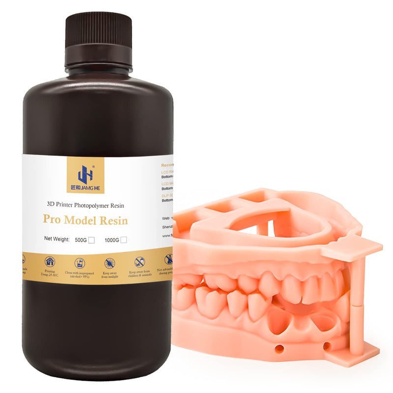 Jamghe 3D Printer Resin Dental Pro Model Resin Dental Prosthetic Model Resin for Crown and Bridge Model, Orthodontic Model, Implant Model etc. 500g(Skin)