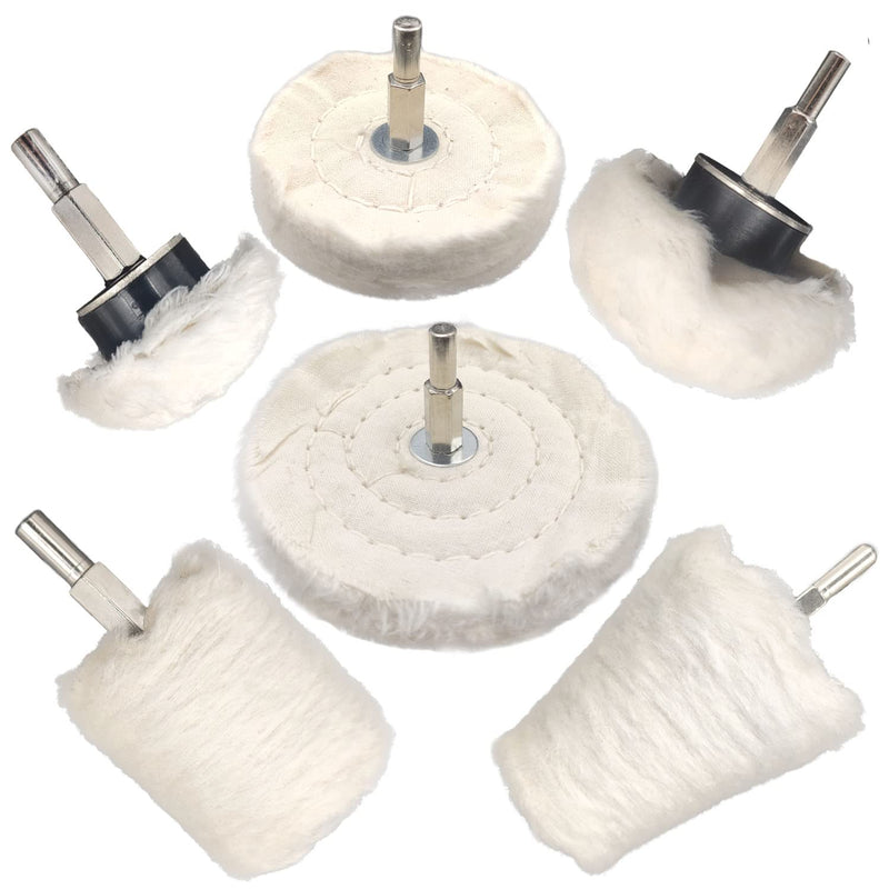 6 pcs Buffing Wheel for Drill,Buffing Pad Polishing Wheel Kits,Wheel Shaped Polishing Tool for Metal Aluminum,Stainless Steel,Chrome,Jewelry,Wood,Plastic,Ceramic,Glass,etc 6