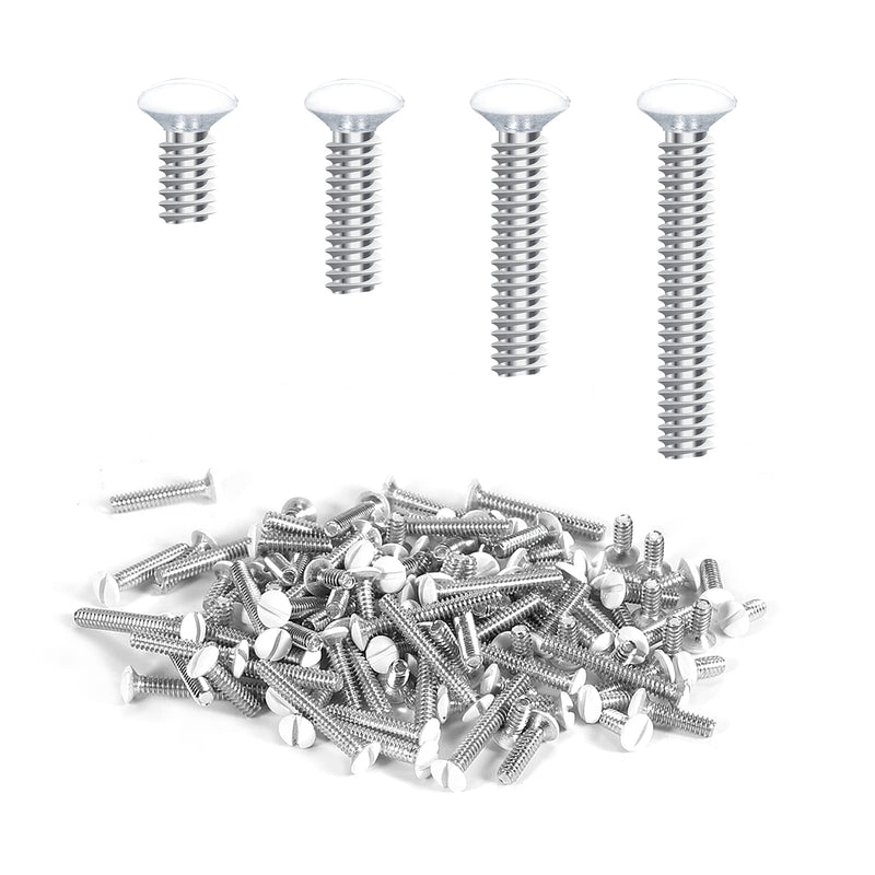120pcs Wall Plate Screws, 4 Length Sizes 6-32 Thread Wall Panel Socket Screws Outlet Cover Screws Light Switch Cover Screw Replacement Electrical Screw for Wall Plate (White)