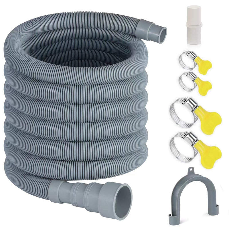 16.4ft Washing Machine Drain Hose, Universal Drain Hose Extension Kit for Washer, Dishwasher, Flexible Discharge Hose for LG/GE/Samsung, Fit up to 1-1/2 Inch Drain Outlets (16.4)