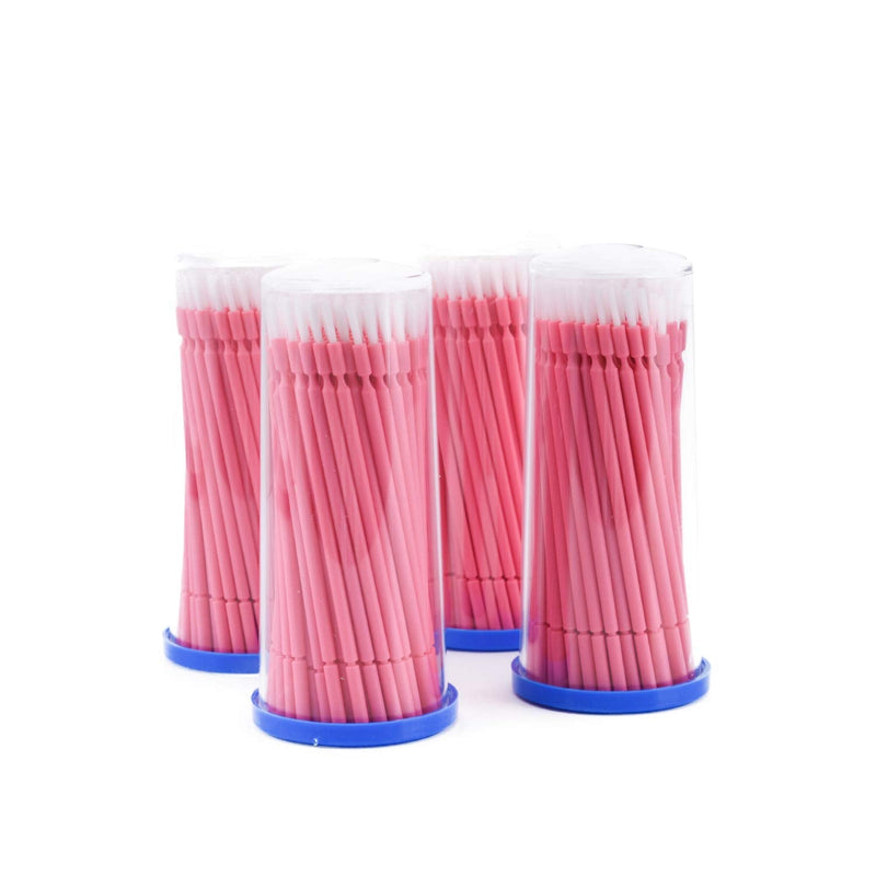 Disposable Dental Micro Applicators 400 PCS, Dental Microbrush Bendable Micro Swabs Applicator - Pink