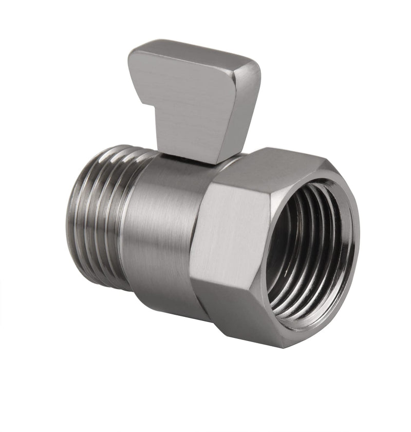 Shower Shut Off Valve, Shower Flow Control Valve,Soild Brass Flow Pressure Regulator for Handheld Shower Head G1/2 Brushed Nickel