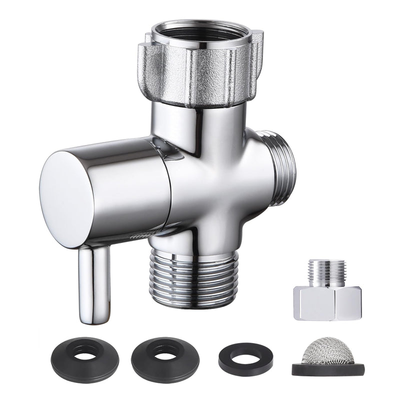 Bidet T Adapter with Shut off Valve, Metal T Valve for Bidet 7/8” X 7/8” X 1/2”or 3/8”, Tee Connector Bidet Attachment for Handheld Toilet Spray metal cap