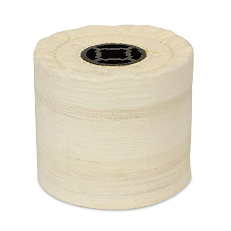 120x100mm Cotton Buffing Drum,3/4 Inch Quad Keyway Fine Burnishing Drum for Jewellery Polishing White Cotton Burnishing Drum