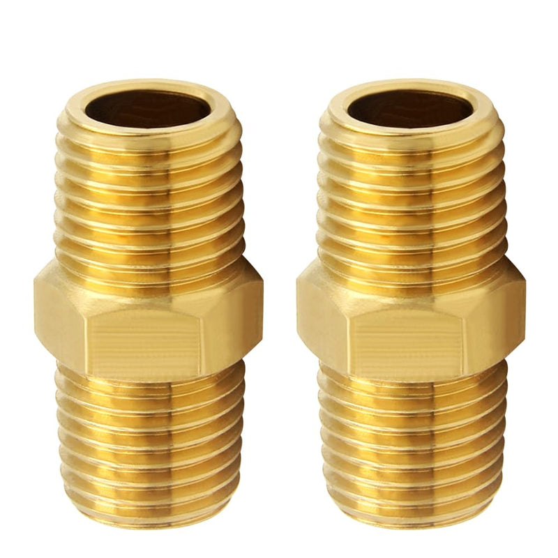 Joytube 2 Pcs Brass Pipe fittings, 3/4" x 3/4" NPT Male Hex Nipple adapter coupler 3/4" X 3/4" NPT( O.D x O.D: 1" x 1" )