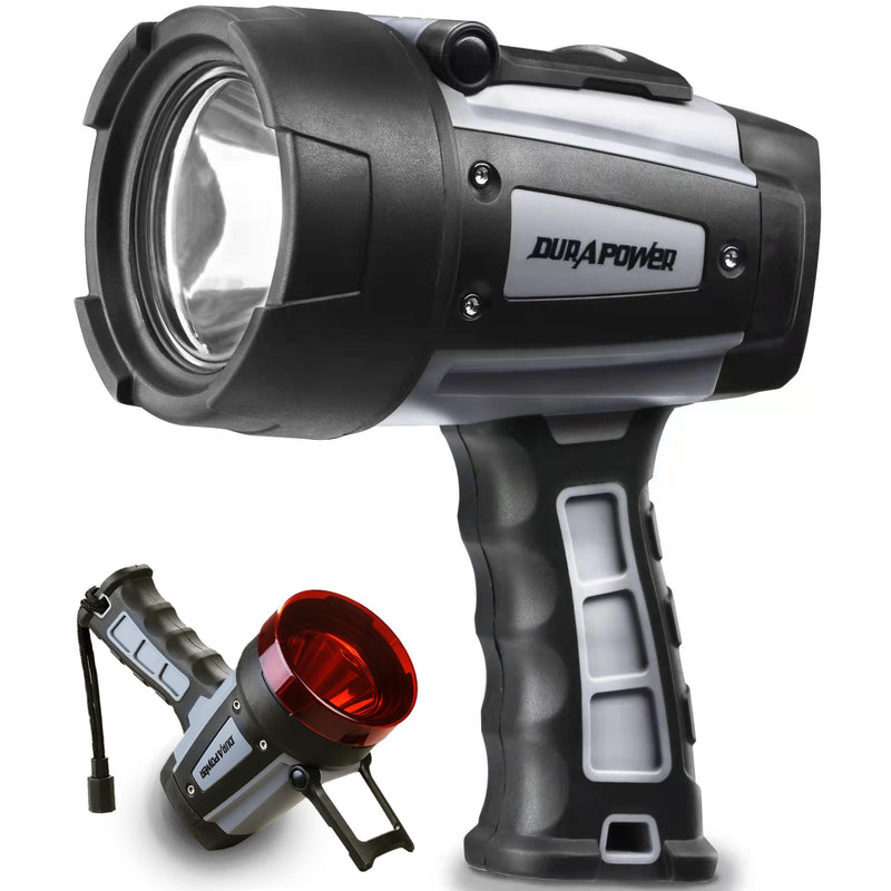 Durapower Rechargeable Spotlight Flashlight, 1000LM IP68 Waterproof Super Bright Handheld Spotlight, 1400ft Range LED Portable Spot Light for Marine Boat Hunting Camping