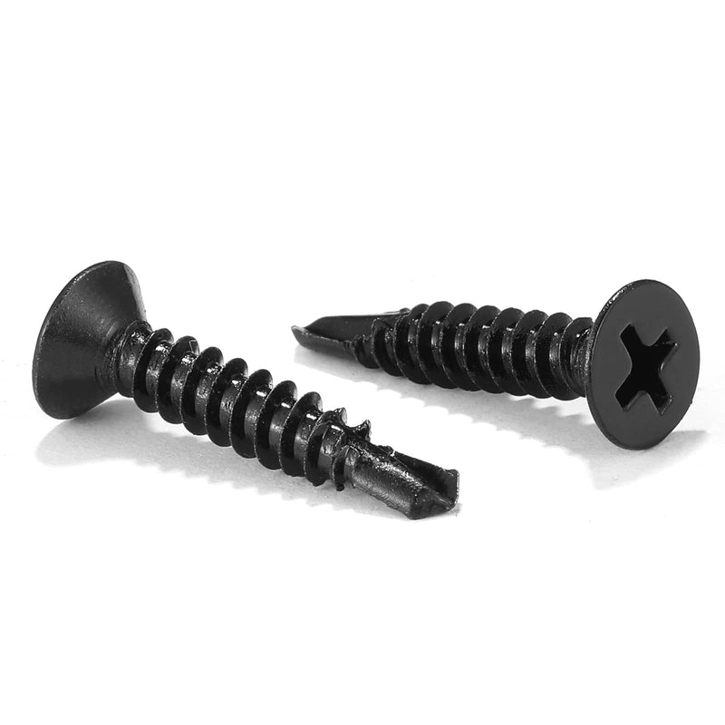 #8 x 1" Sheet Metal Screws 100Pcs 410 Stainless Steel Flat Head Fast Self Tapping Screws Black Oxide by SG TZH #8 x 1"
