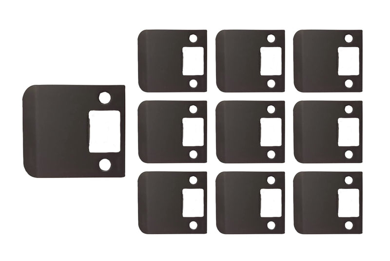 QCAA Solid Brass Extended Lip Strike, 2-1/2"X2-1/4, Oil-Rubbed Bronze, 10 Pack, Made in Taiwan