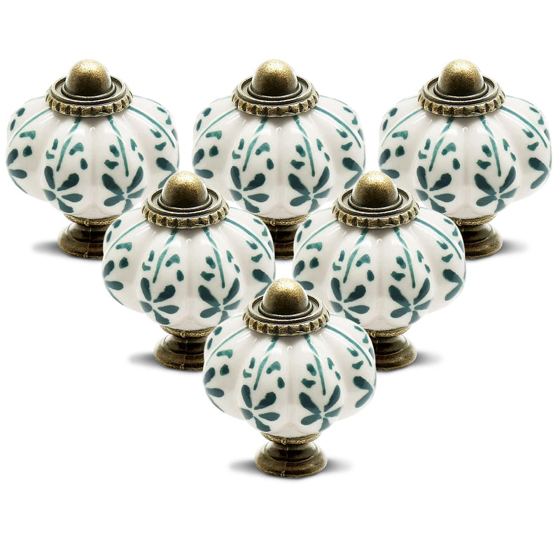 12pcs Ivory Pumpkin Knobs, Vintage Ceramic Cabinet Knobs, Dresser Knobs Drawer Knobs Door Knobs Drawer Pulls Dresser Handles with Mounting Screws - Leaf Pattern 12 Pieces