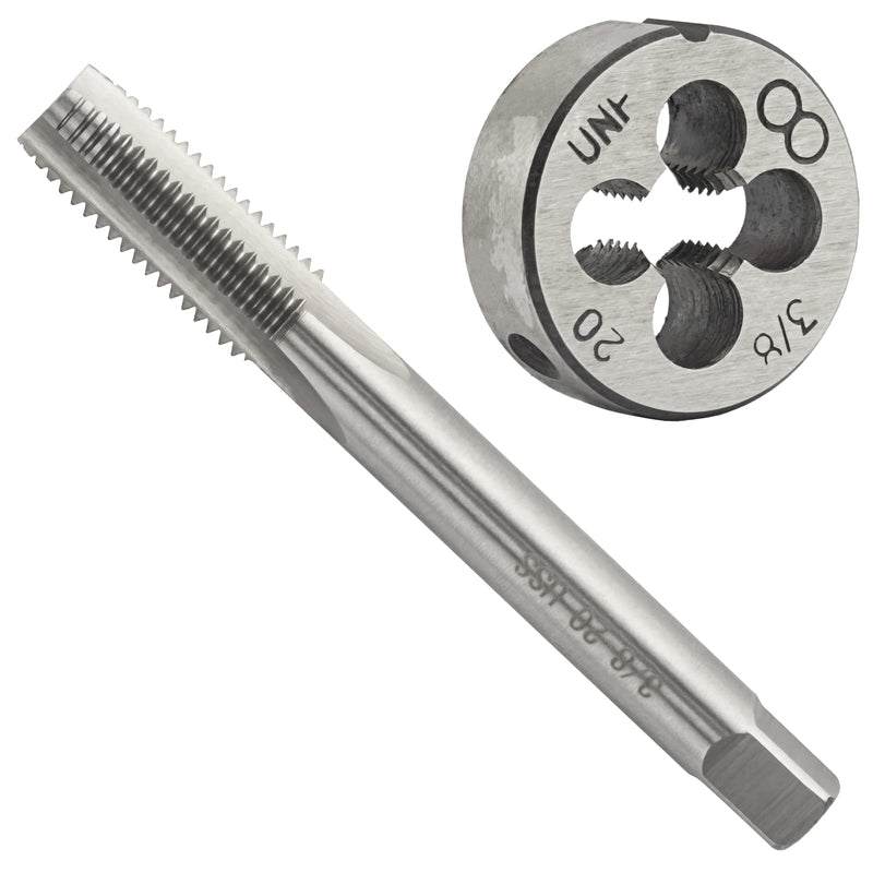 3/8"-20 UN HSS Tap And Die Set, 3/8 x 20 UN Machine Thread Tap And UN Round Thread Die Right Hand 3/8''-20 UN