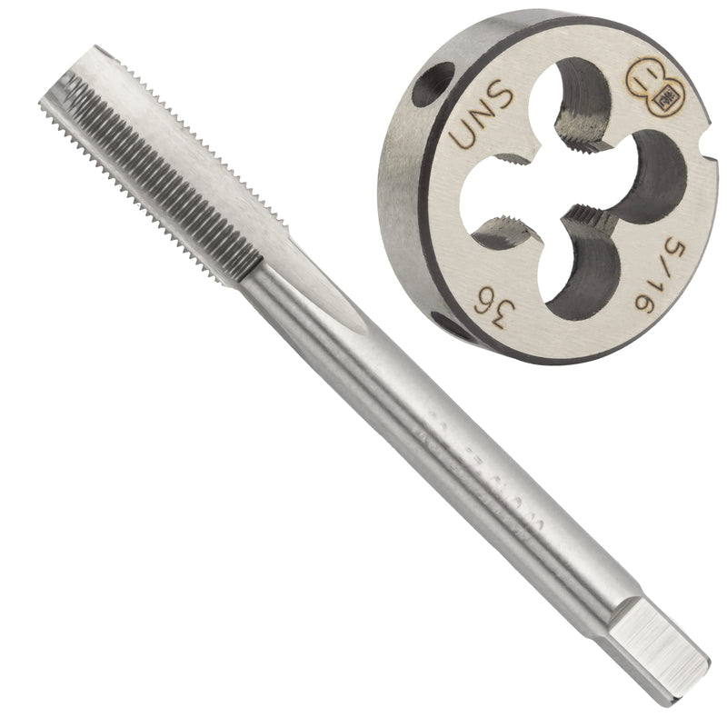 5/16"-36 UNS HSS Tap And Die Set, 5/16 x 36 UNS Machine Thread Tap And UNS Round Thread Die Right Hand 5/16''-36 UNS