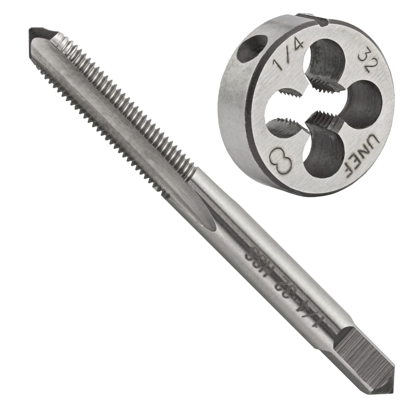 1/4"-32 UNEF HSS Tap And Die Set, 1/4 x 32 UNEF Machine Thread Tap And Round Thread Die Right Hand 1/4"-32 UNEF