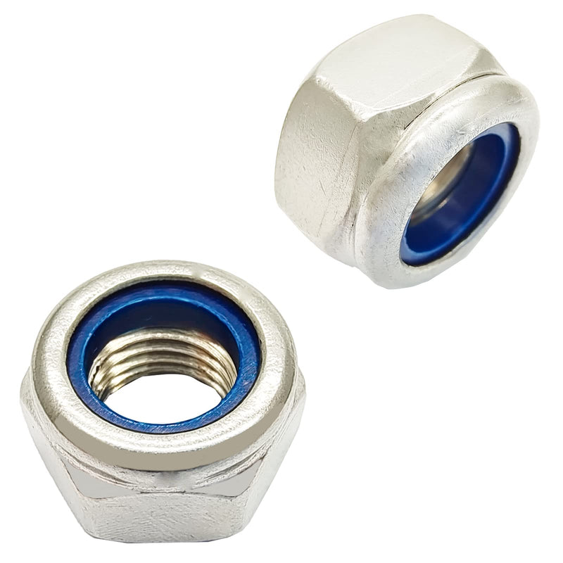 5Pcs M12 x 1.5mm Metric Fine Thread Nylon Insert Lock Nuts,304 Stainless Steel Lock Nut Non-Slip Lock Nut Nylon Self-Locking Nut.