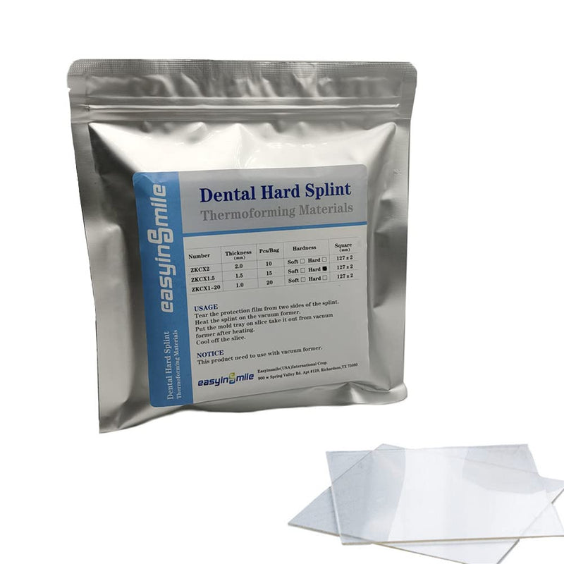Dental Hard Splint, Thermoforming Materials for Vacuum Forming Machine 5''x 5'' (2.0MM-10PCS) 2.0MM-10PCS