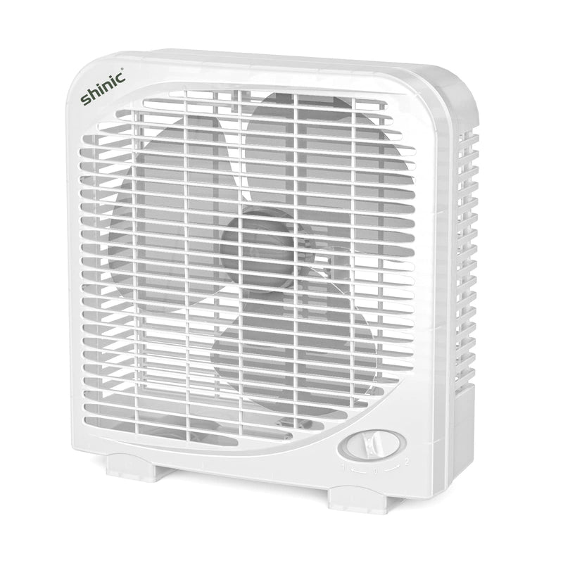 shinic 10" Tabletop Box Fan for Bedroom, 2 Speeds, Quiet Table Fan with Strong Airflow, Energy Efficient Small Box Fan, Portable Kitchen Exhaust Fan for Bedroom Bathroom Office Dorm Workshop, White Single Units