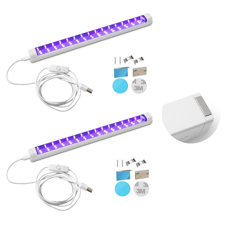 UV Black Light Bar USB DC 10W 1ft LED Blacklight Bar Strip Lights for Bedroom Fluorescent Paint Poster Party Glow in The Dark Light Magnet 2 Pack 2 Count (Pack of 1)