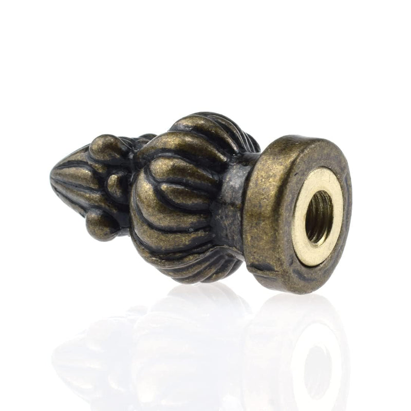 Antique Brass Lamp Finial Cap Knob Retro Lamp Finial Decoration with Dual-Thread Screw for Lamp Shade, Fit Both 3/8" and 1/4-27, 1 Pack