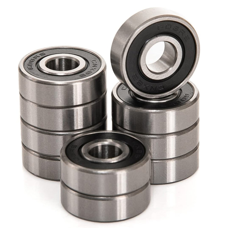 10 PCS 608-2RS Double Black Rubber Sealed Deep Groove Ball Bearings 8x22x7mm, Deep Groove Ball Bearing ABCE-3 Pre-Lubricated, Chromium Bearing Steel (608-2RS-BK, 10) 608-2RS-BK