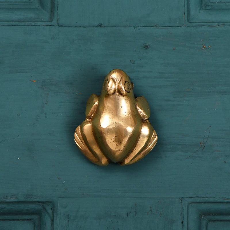 Indian Shelf Brass Frog Door Knocker - Gold Door Decorations - Victorian Style Door Ring Bell - 5.58 Cm