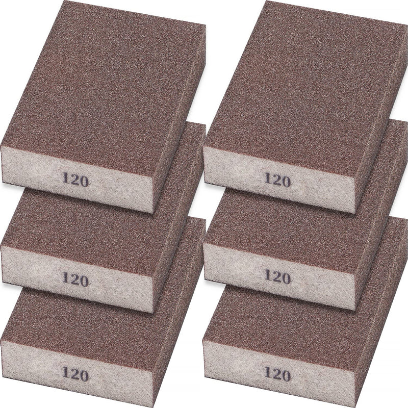 6Pcs Sanding Sponge 120 Grit Fine Blocks for Metal Sanding Wood Sanding Pot Brush Pan Brush Washable&Reusable N-G-001-120
