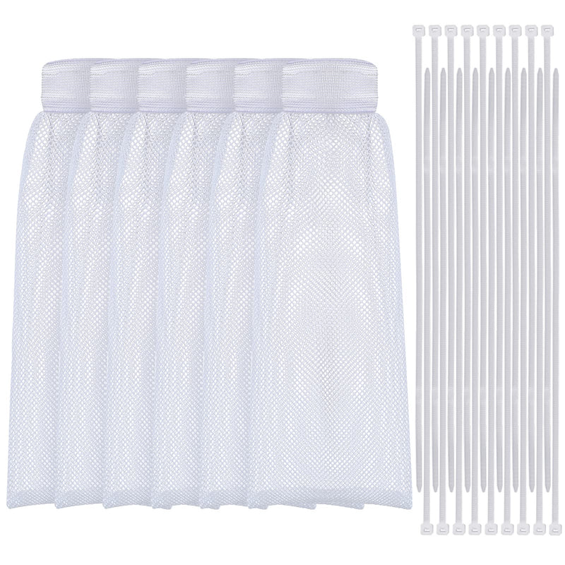 24 Pieces Lint Traps and Cable Ties Set 6 Nylon Mesh Lint Trap for Washing Machine Discharge Hoses Washer Hose Lint Traps and 18 Cable Ties Fits Most Washing Machines (White) White
