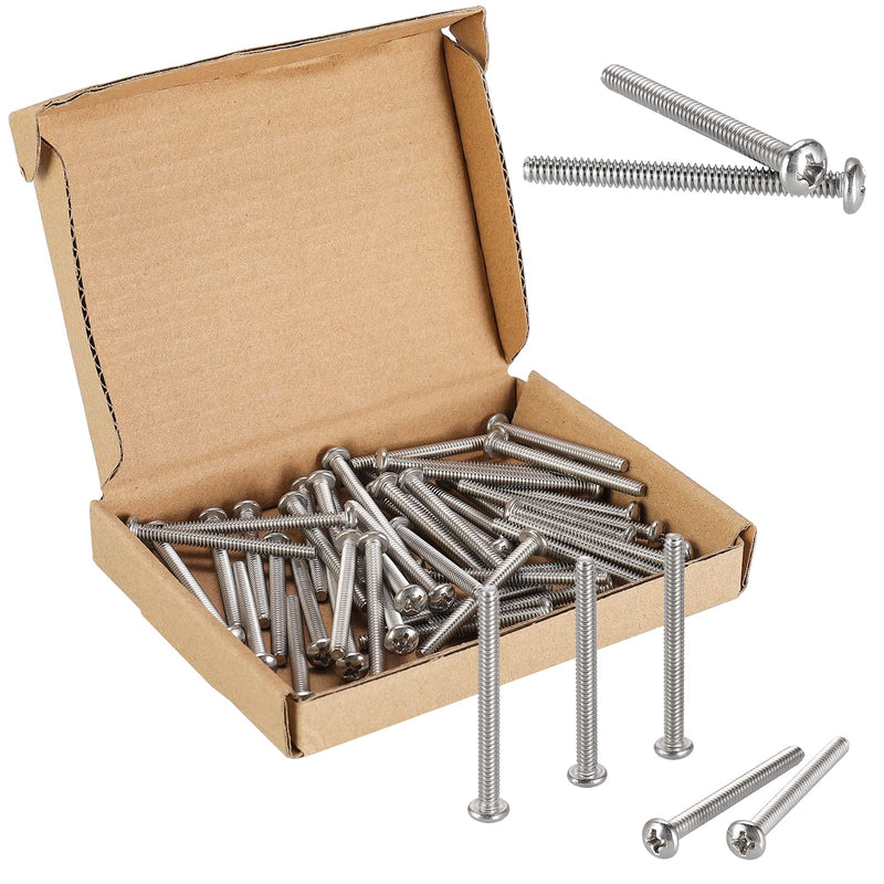 50Pcs Extra Long Outlet Screws,Electrical Switch and Receptacles Device Mounting Screws,Wall Plate Screws,6-32 x 1-1/2 Inches Phillips Pan Head Machine Screws,18-8 (304) Stainless Steel