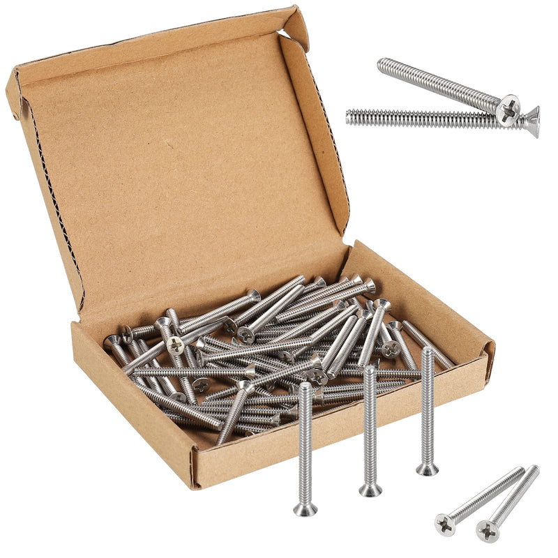 50Pcs Extra Long Outlet Screws, Electrical Wall Plate Switch and Receptacles Mounting Screws, 6#-32 x 1-1/2 Inches Outlet Extender Screws for Fix Wonky and Sunken Outlets, 18-8 Stainless Steel