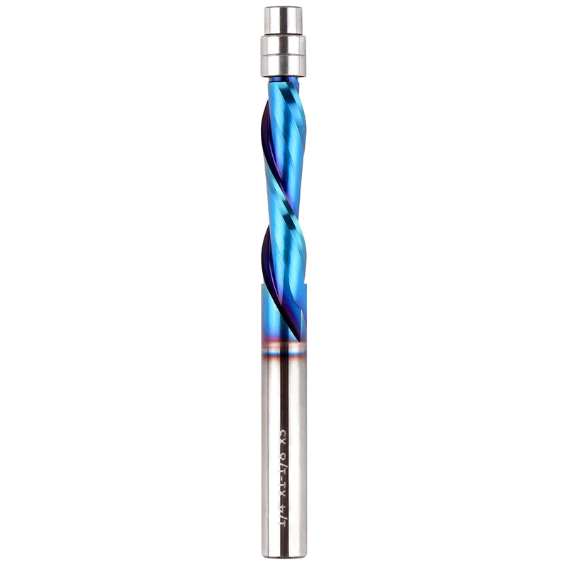 Downcut Spiral Flush Trim Router Bit, 1/4 Inch Shank Solid Carbide Flush Trim Router Bits Spiral with Nano Coated by EANOSIC (1/4" Shank Down-Cut) DOWN CUT