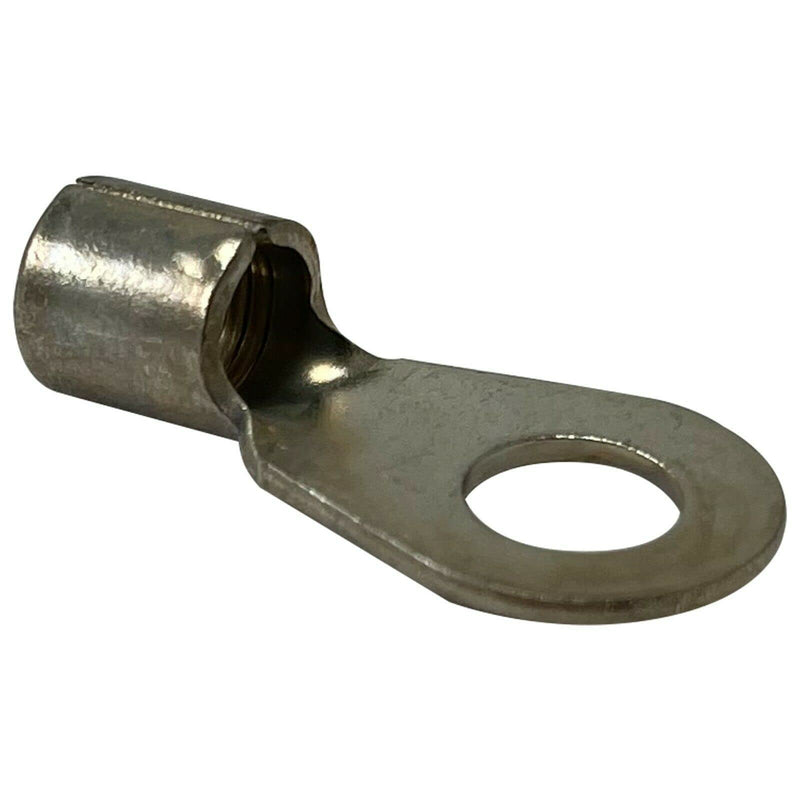 100 Pcs Non-Insulated 6 AWG Gauge Ring Connector - 5/16" Stud Wire Terminal - Pure Copper & V-Grooves Serrations for Strong Crimps & Corrosion Resistance - Made in USA with All-American Materials 100